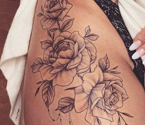 23 Best Rose Thigh Tattoo Ideas for Women | StayGlam
