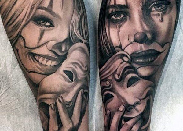 60 Drama Mask Tattoo Designs For Men - Theatre Ink Ideas