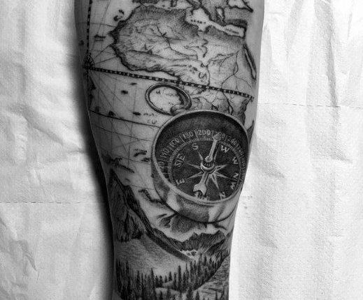 60 Hiking Tattoos For Men - Outdoor Trek Design Ideas