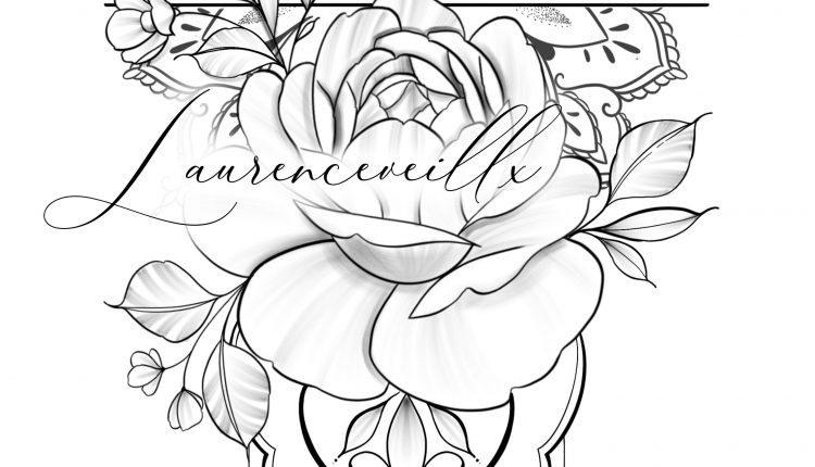 MANDALA ROSES ORNEMENTAL TATTOO DESIGN - INSTANT DOWNLOAD