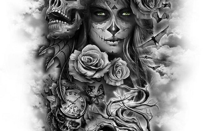 ▷ 1001 + Ideen und Bilder zum Thema Totenkopf Tattoo