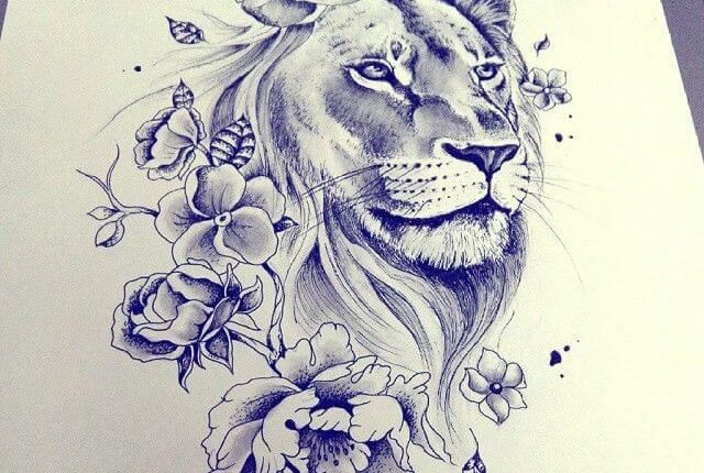15+ Best Lion and Flowers Tattoo Designs