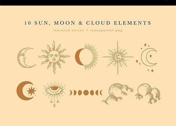 Celestial Art - Sun Moon Stars Space