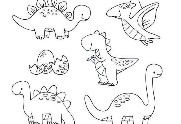 Nette Färbung Für Kinder Mit Dinosauriern