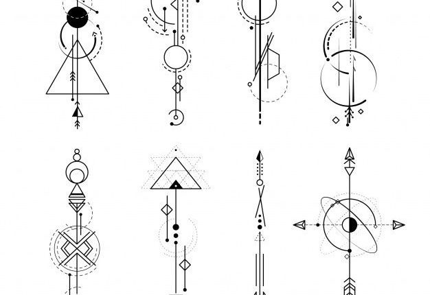 Sammlung Von Tattoos Mit Abstrakten Formen