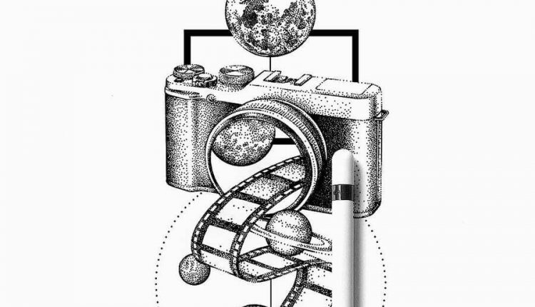 Film camera - Ink drawing.