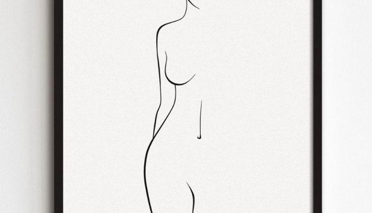 Minimal Line Woman Body Art, Minimalist Nude Art, Woman Body Shape Art, Body Outline Print, Naked Female Wall Art, Abstract Figure Poster