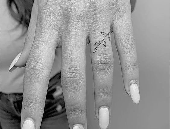 Small Tattoos on Instagram: “Olive branch on ring finger by