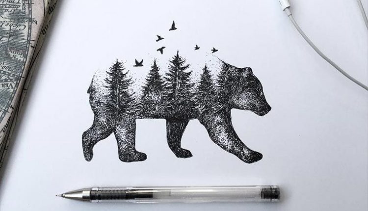 Zeichnungen: Alfred Basha - Verbaumte Tiere und vertierte Bäume