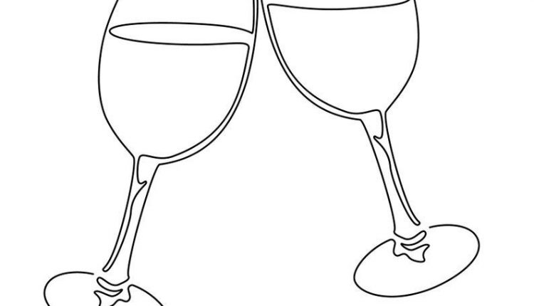 Abstract Minimalist Wine Glasses Line Art, Cheers Kitchen Sign, Cheers Happy Hour Print 