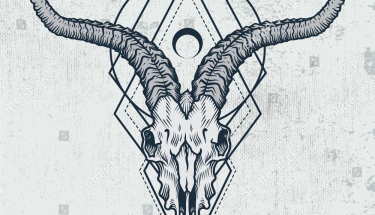 Goat Skull Ink Graphic Technique Vector Stock Vector (Royalty Free) 1067161805