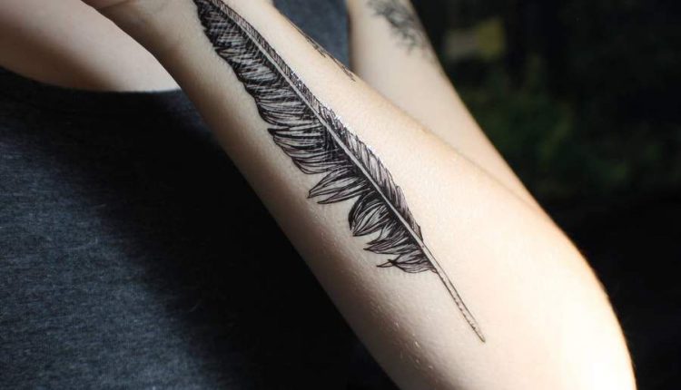 crow feather tattoo long