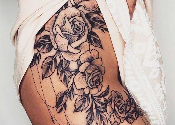 23 Best Rose Thigh Tattoo Ideas for Women | StayGlam