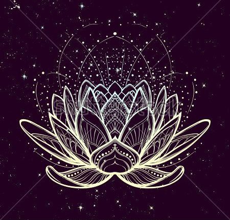 Lotusblume. Intrikate, stilisierte lineare Zeichnung auf Stock-Vektorgrafik (Lizenzfrei) 584000644