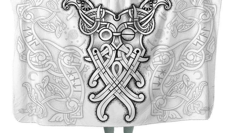 Odin Mask Hooded Blanket - Kids-50x60 / MicroFleece / White