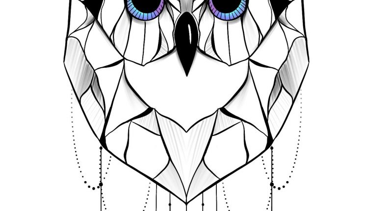 Owl Geometric Purple Printable Tattoo Design Available Instant Download Etsy