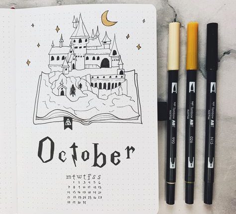 Plan With Me || OCTOBER 2019 Bullet Journal Set Up || Harry Potter Theme