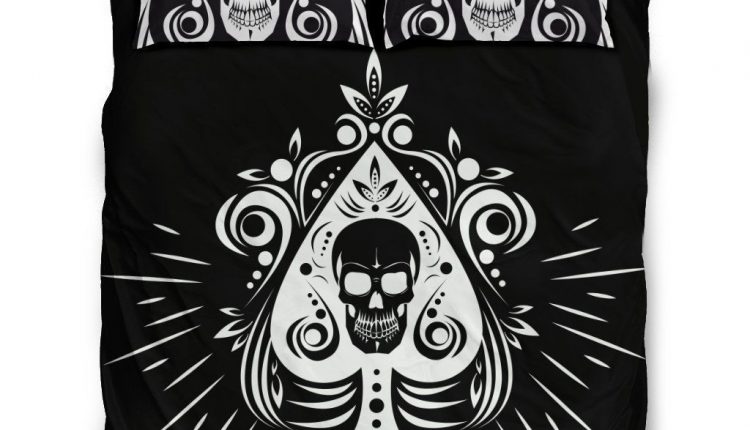 Skull Tattoo Design Bedding Set Black - Bedding Set / AU Queen