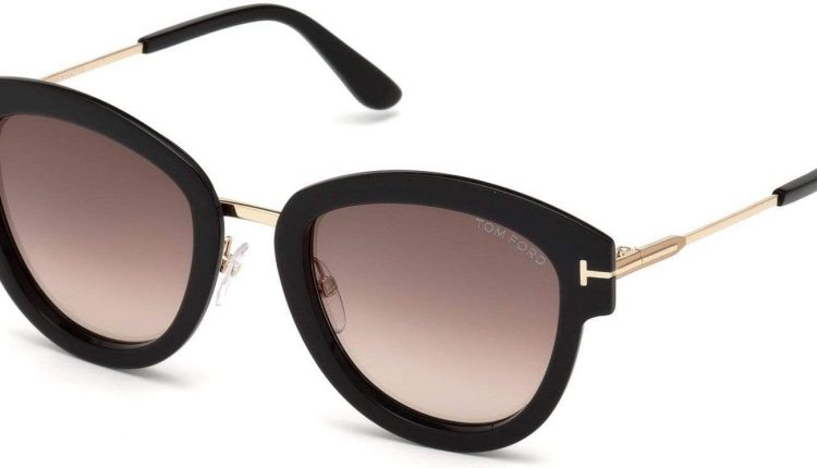 Tom Ford FT0574 Mia-02 Butterfly Sunglasses - 52-22-140 / 01T-01T - Shiny Black, Rose Gold/ Gradient Red Wine Lenses