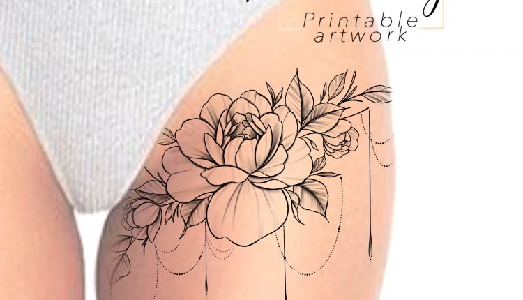 Flower Tattoo Design Instant Download Digital Body Art Inked Girl Etsy