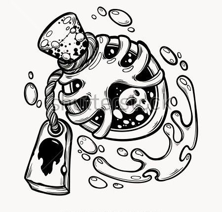 Hand Drawn Magic Bottle Vial Poison Stock-Vektorgrafik (Lizenzfrei) 734820604