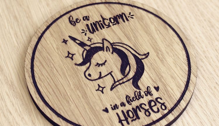 Laser cut wooden coaster. Unicorn cute horse motivational inspiration pun