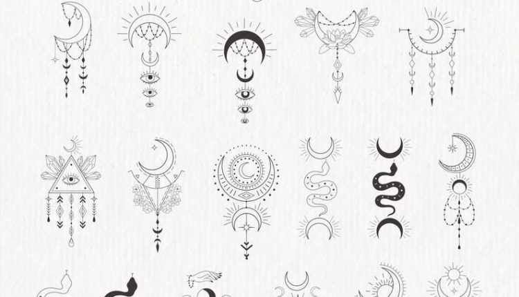 Mond Clipart Kristall Phasen botanische Floral Crescent Lunar Blumen Magie Druck spirituelle Hexe Tattoo Logo Astrologie Yoga kosmischen PNG SVG
