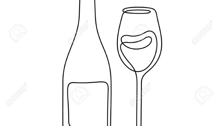 Wine one line vector illustration