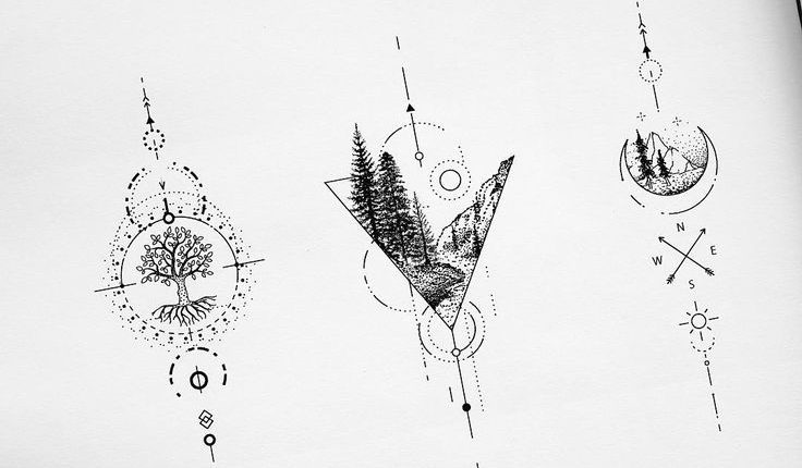 Tattoo Artist Fedor Nozdrin on Instagram: “Available designs . . . . #geometrictattoodesign #geometrictattoo #foresttattoo #treetattoo #dotwork #simpletattoo #singleline #balitattoo…”