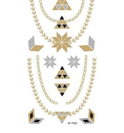 Black Silver and Gold Diamond Designs with Gold Chains Metallic