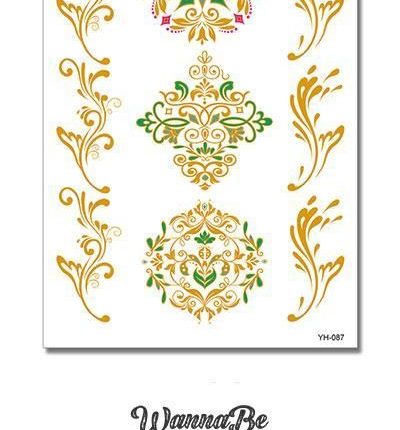 Floral Designs with Emerald Green and Red Ruby Metallic Temporary