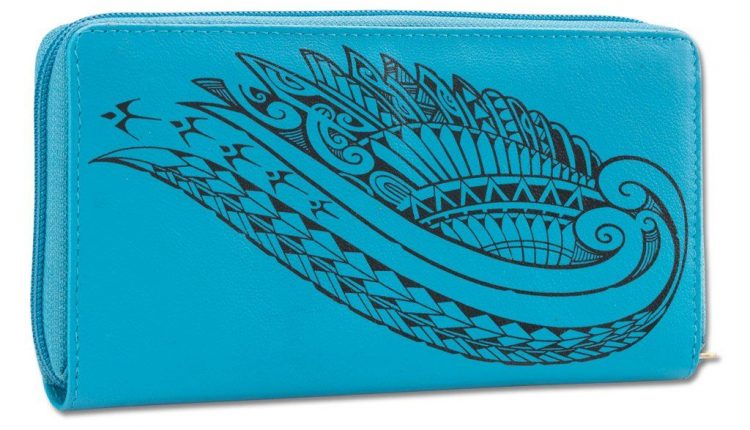 Wing Hawaiian tattoo wallet – Design: Kaulele by Megan Jones